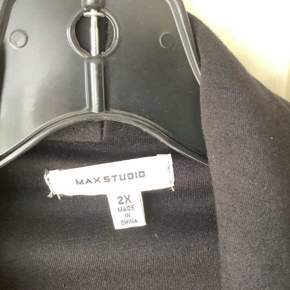 Max Studio Woman Black Soft Open Drape Front Jacket Long Stretch Pockets Size 2X - Picture 7 of 8